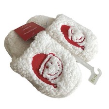 NEW Wondershop Kids Holiday Santa Happy Face Slippers Size 11/12 Sherpa Comfy