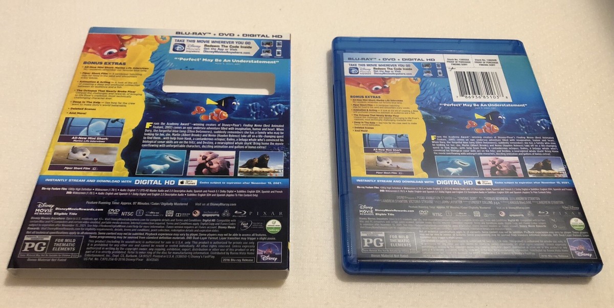 Disney Pixar Finding Dory (3-Disc Blu-ray/DVD) with Slipcover | eBay