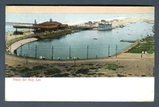 c.1907 PAVILLION,HOTEL,LAGOON at PLAYA DEL REY BEACH CALIFORNIA~ANTIQUE POSTCARD