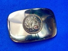 Beautiful Curved Rose On Artisan Silver Tone Belt Buckle