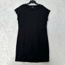 Talbots T Shirt Dress Womens XL Cotton Grommets Knee Length Easy Wear Black