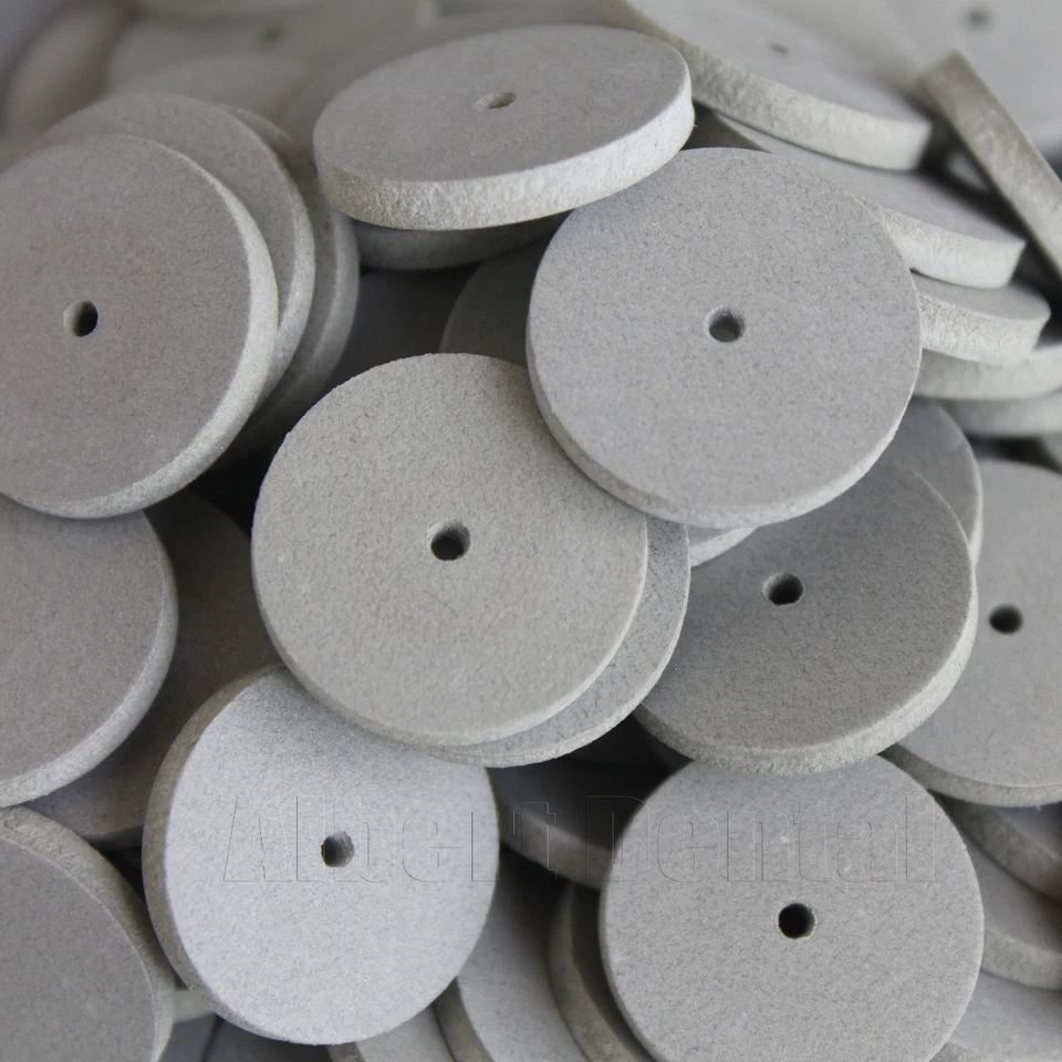 Ruedas de pulido de laboratorio dental 100 piezas fresas pulidoras de silicona disco de goma blanco Foto 4 de 4