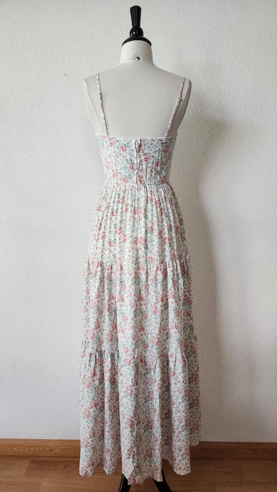 Maxi Vestido Anthropologie Nuevo Talla Grande XL Floral Diosa Coqueta Con Cordones Boho Foto 3 de 4