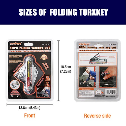 10 PC Tamper Proof Star Key Set Folding Locking Torx security screwdriver T6-T30 - Picture 6 of 8