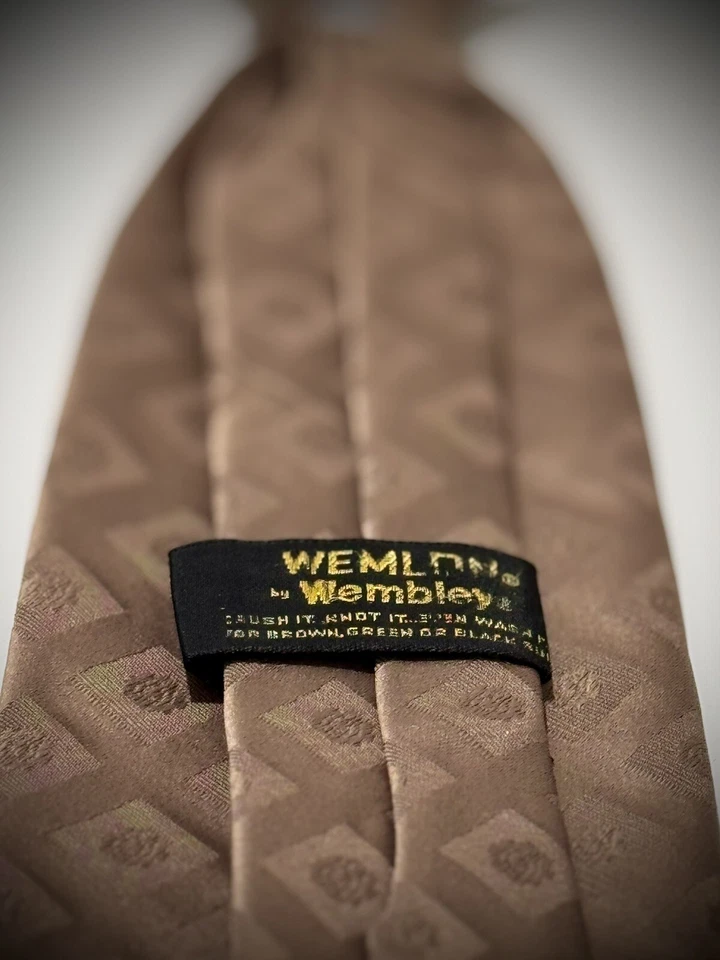 RARA Corbata con Clip Vintage Años 70 Marrón Texturizada "Wemlon by Wembley", 171/2"L x 31/2W Foto 3 de 4