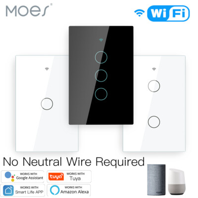 #ad MOES 1 2 3 4 Gang WiFi RF Smart Light Switch Wall Touch No Neutral Alexa Google $23.79
