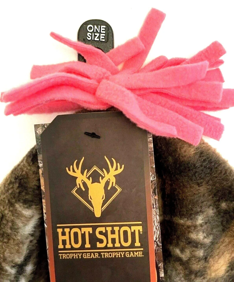 Hot Shot Realtree Fleece Beanie Pink Pom Pom Youth Girls One Size 4-6X Cap Hat - Image 3 of 4