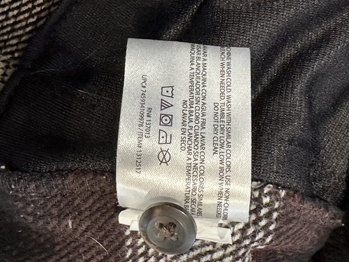 Orvis Men Small Women’s Medium Heavy Cotton Twill Flannel Shirt Jacket Brown/Blk - Picture 8 of 13