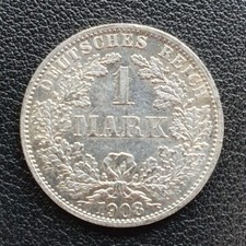 1 Mark Piece 1908 A German Reich Imperial Eagle Old Empire Silver Coin
