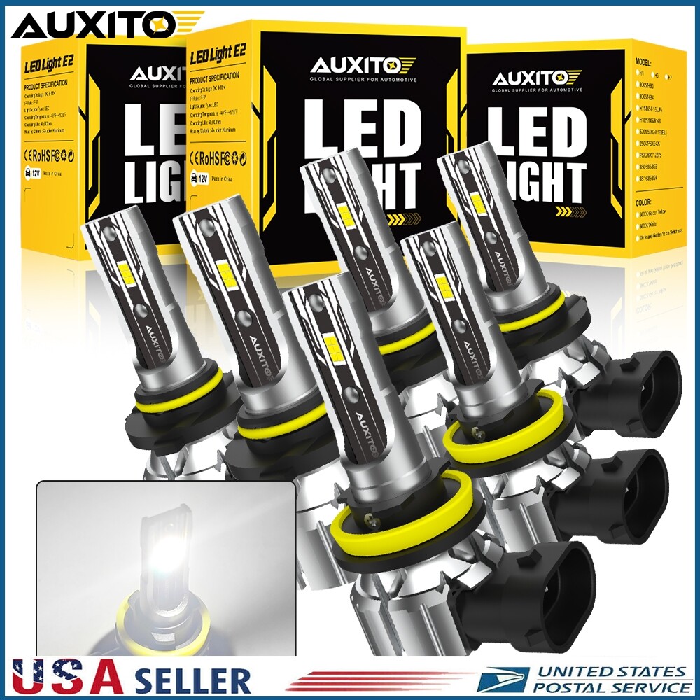 6/12X Combo Headlight 9005+9006+H11 LED Fog High Light White Low Beam CANBUS