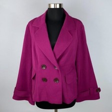George Mark Eisen Women's 14 Solid Pink Wide Sleeve Modern Contemporary Coat