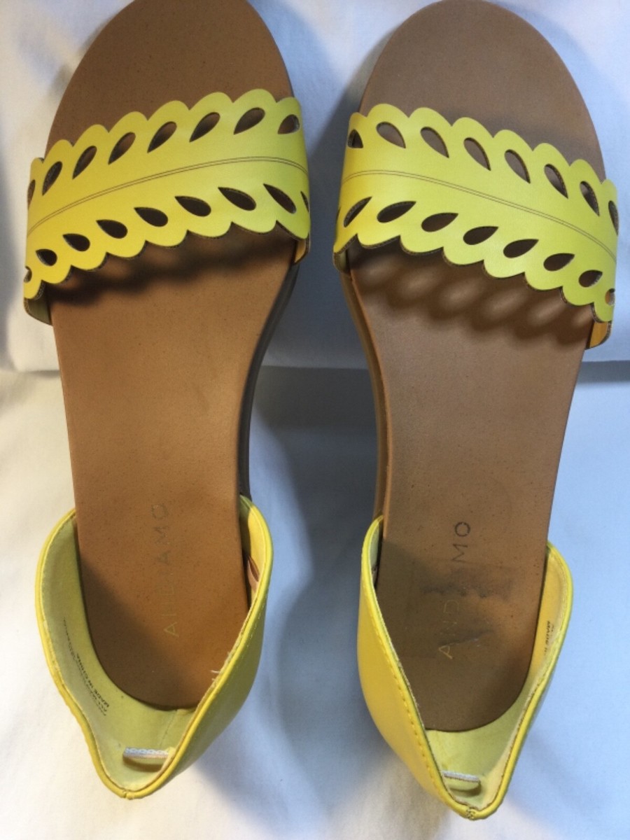 Andiamo Woman's Flat Slip on Sandal Size Mustard Color Cute w