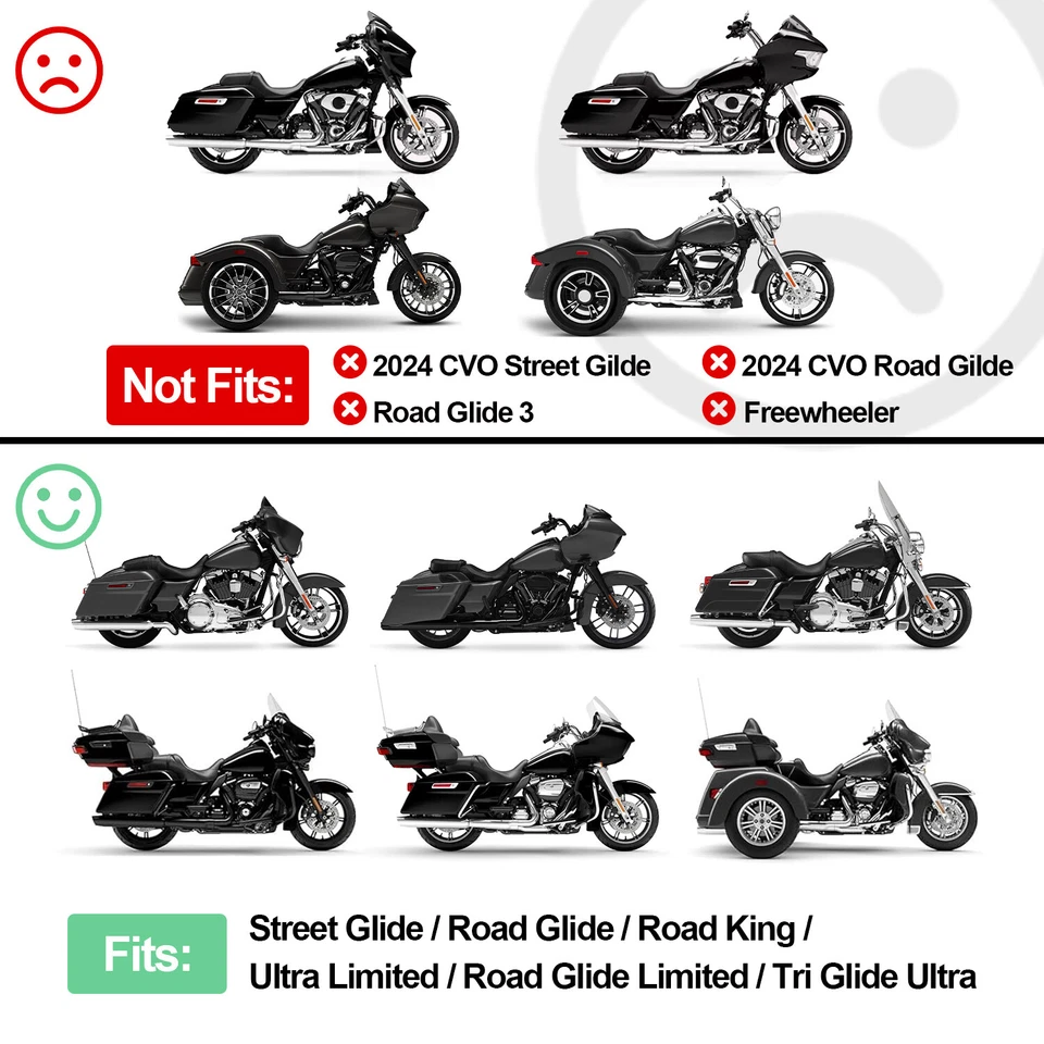 Driver Passenger Seat For FLHR FLHX Harley Touring Street Glide Road King 09-23 - Image 3 of 4