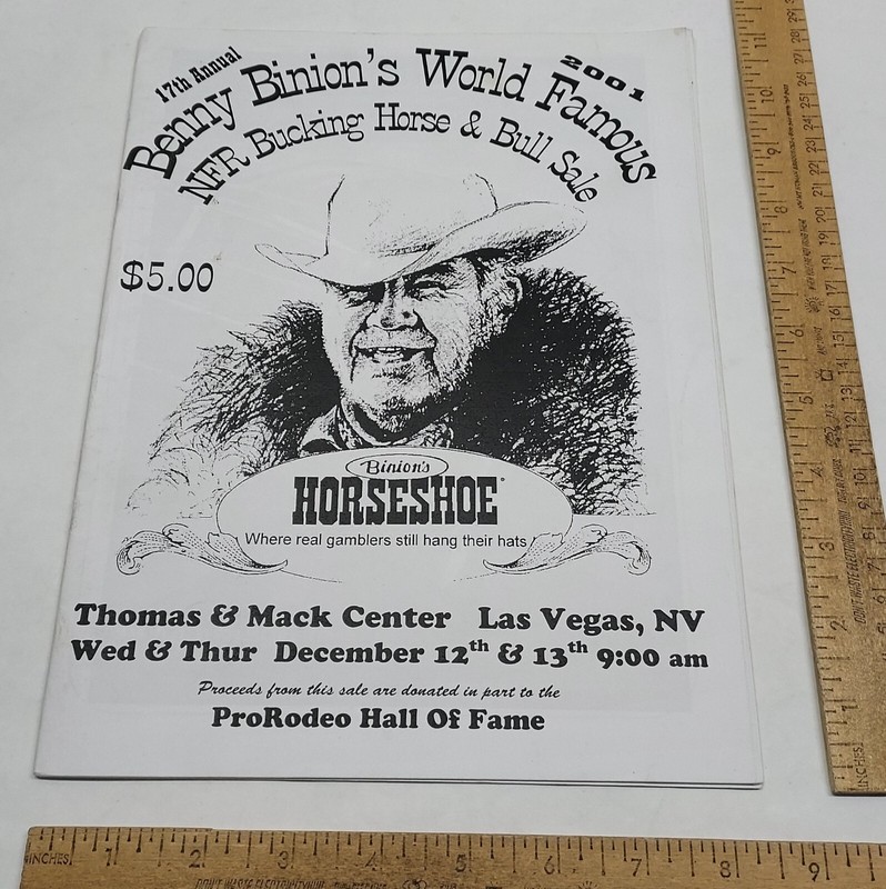 2001 - BENNY BINION'S WORLD FAMOUS NFR Bucking Horse & Bull Sale - listing #5210