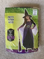 Pretty Potion Witch Halloween Costume Girls Medium 8-10 Sparkly Dress Hat New