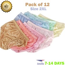 12 Pcs High Waist Silky Nylon Underwear Plus Size 2XL Vintage Panties Briefs Bre
