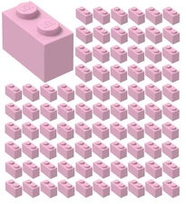 ☀️100x NEW LEGO 1x2 Bright Pink Bricks (ID 3004) BULK Parts City Town Building