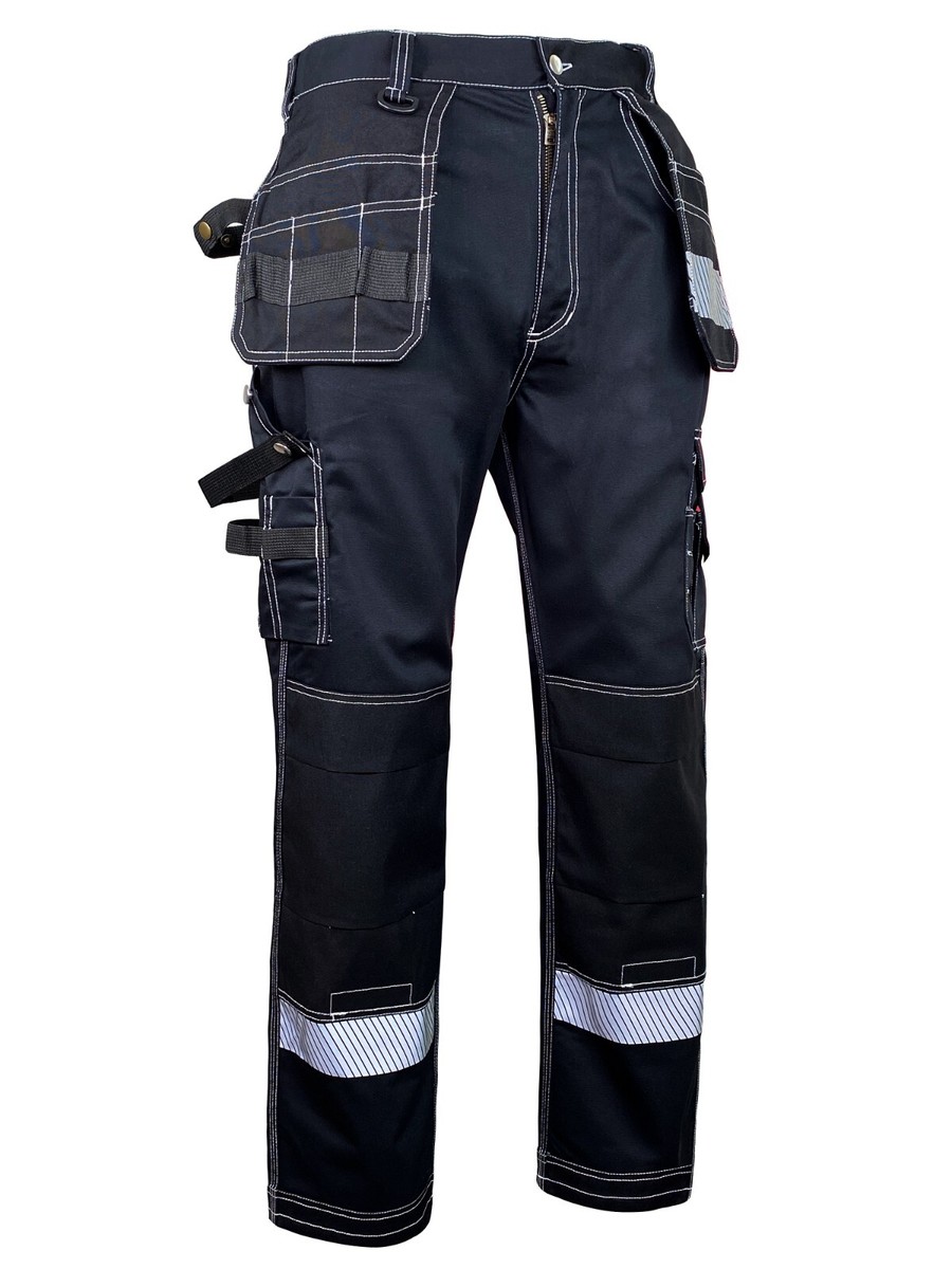 Work Pants Men With Kneepad & Holster, Multi Pockets Heavy Duty