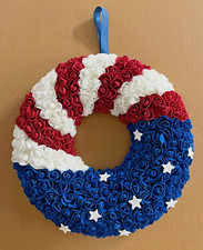 Patriotic America 16" Wreath NEW IN BOX Memorial AMERICAN FLAG STARS STRIPES USA