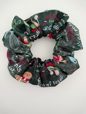 Handmade Christmas Gingerbread Scrunchies, 100 Cotton, 1/2" and 1/4" Elastic