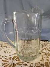 LARGE HEAVY CLEAR GLASS PITCHER 8½ in. 32 oz Vintage 1930s