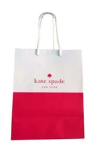 Kate SPADE Shopping Paper Gift Bags - Pink & White 10" x 8" x 4.5"