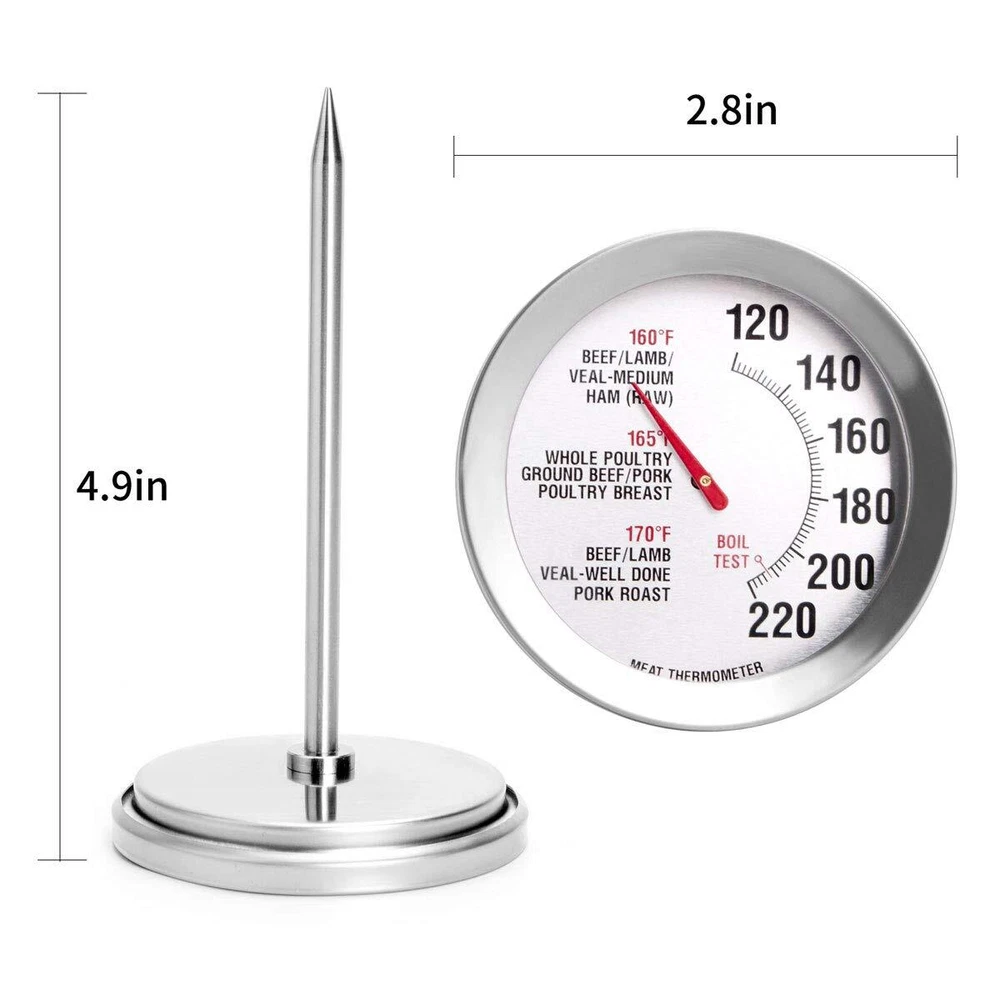 Meat Thermometer Extra Large Dial 2.8'' Meat & Poultry Thermometer Stainless ...