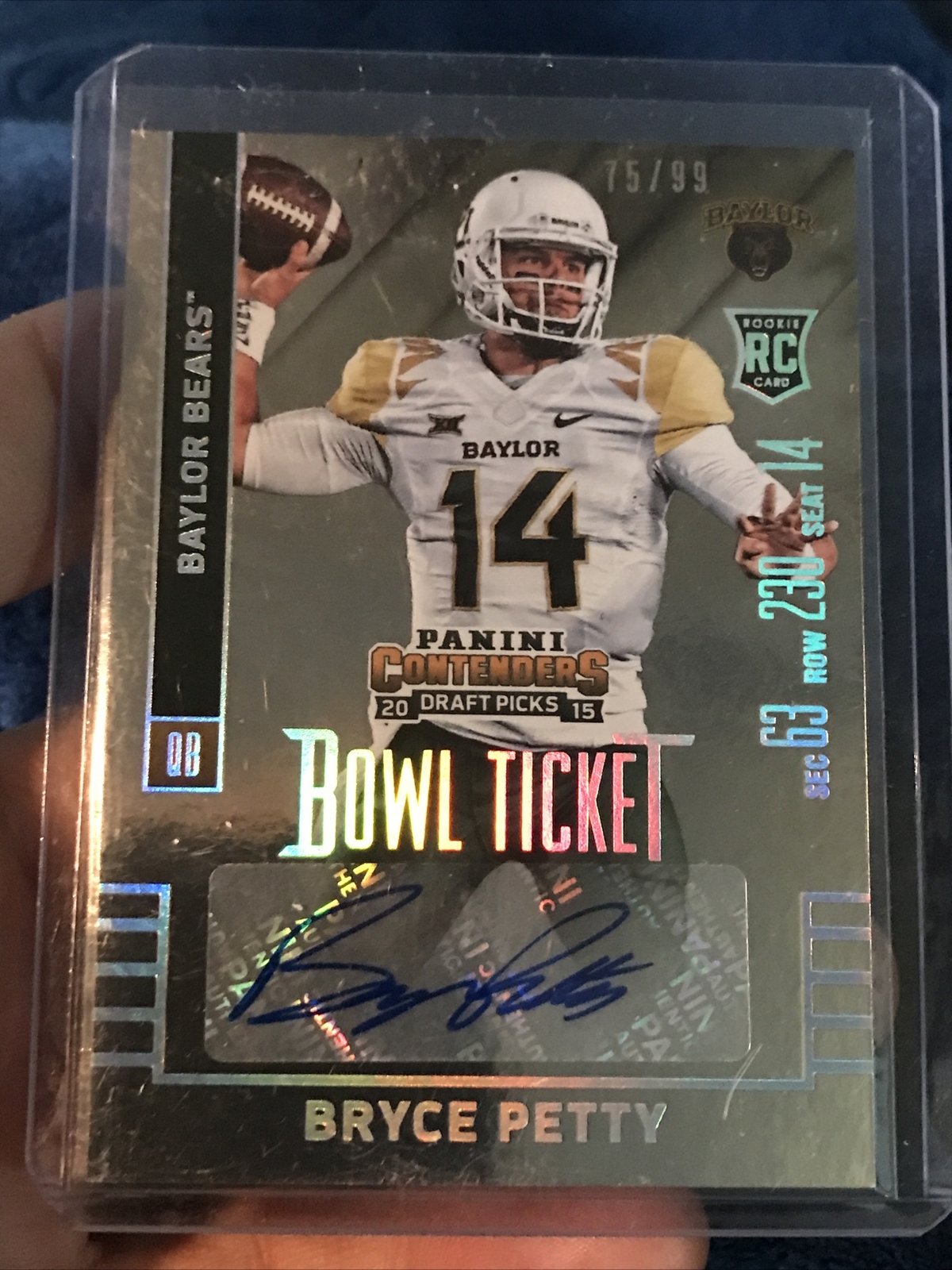 2015 Panini Contenders Draft Picks - Autographs Bryce Petty #161 Bowl Ticket /99