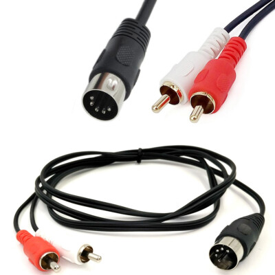 5 Pin Midi to RCA Cable, 5-Pin Din Male to 2 RCA Phono Male Plugs Audio Lead