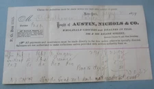 1879 - AUSTIN NICHOLS & Co. - Grocers - Billhead Document - N.Y.  to CALIFON NJ