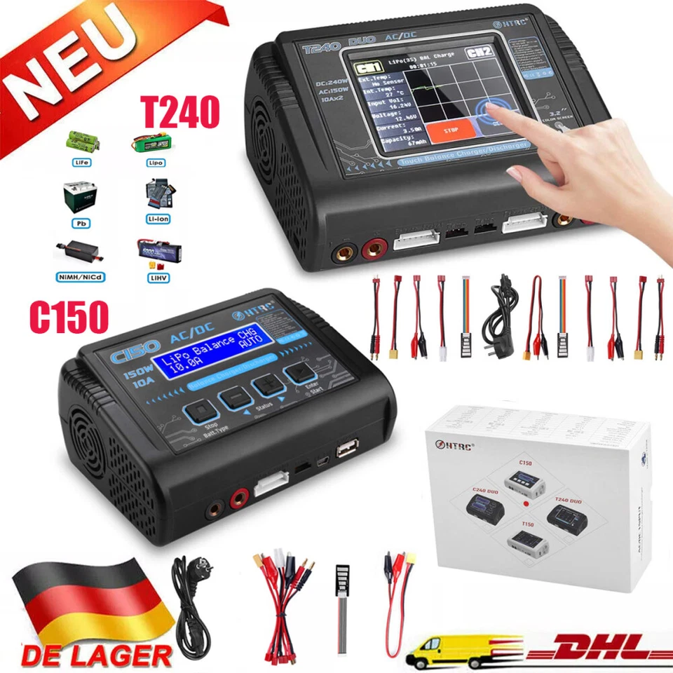 HTRC T240 DUO C150 C6X2 Lipo Battery Balance Ladegerät AC/DC Dual RC Ladegerät~ - Bild 2 von 4