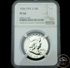 1956 Type 2 Franklin Silver Half Dollar NGC PF66 Proof Freshly Graded Combo Ship