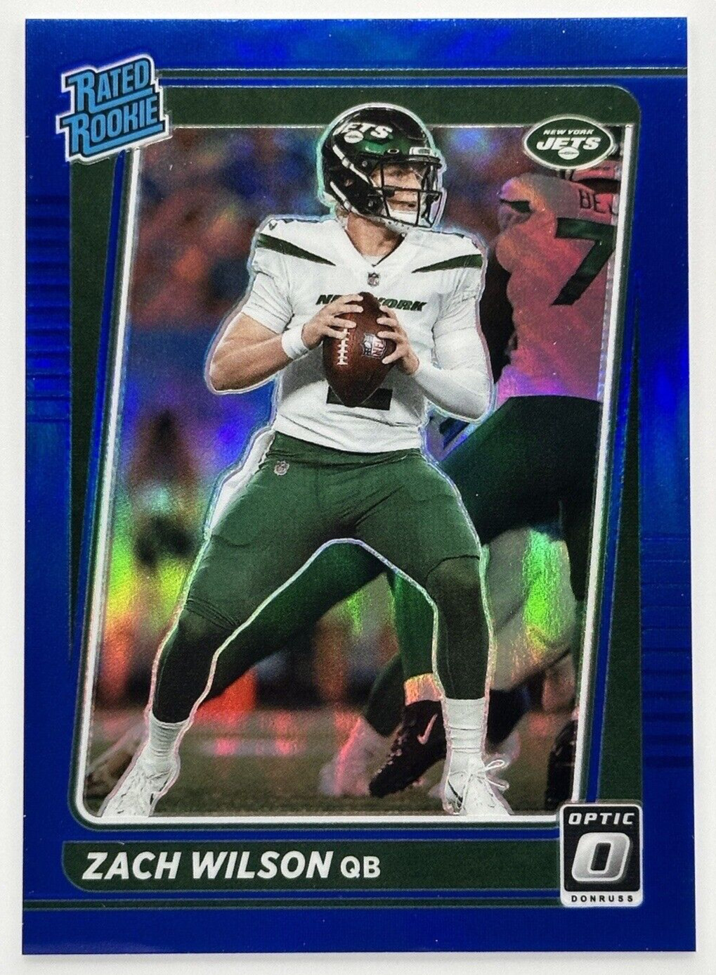 2021 Panini Donruss Optic Zach Wilson Rated Rookie Dark Blue Prizm RC /179 # 202