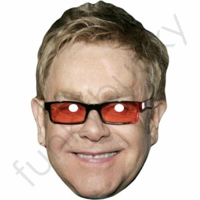 FUNKYBUNKY Elton John Celebrity Card Face Mask - Ready To Wear - Fancy Dress