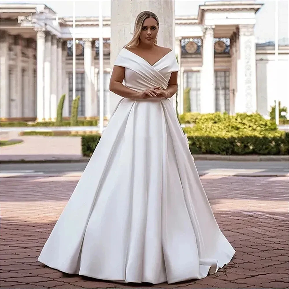 green emerald velvet dress Satin Empire Waist Stunning Rhinestone Belt Off Shoulder Wedding Dress White / L