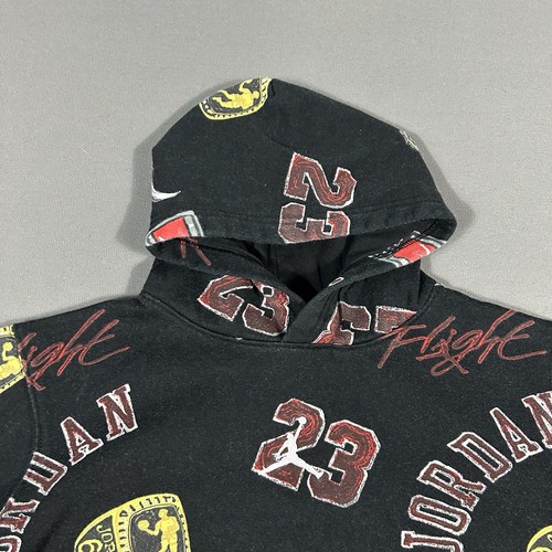 Nike Air Jordan Hoodie Youth Large Black Pullover All Over Jumpman Sweatshirt - Picture 3 of 9