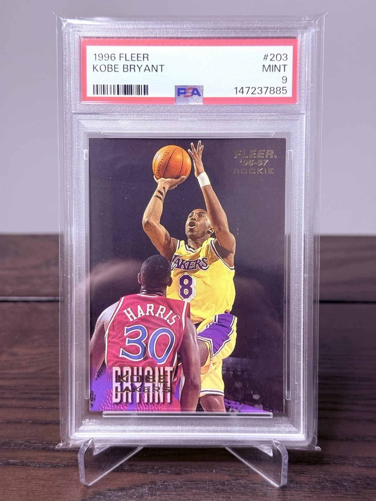 1996 Fleer Kobe Bryant #203 PSA 9 Mint Rookie RC Los Angeles Lakers HOF view 1