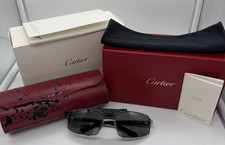 RARE CARTIER VINTAGE GALAXY 3911201 SQUARE LEATHER SUNGLASSES 120 59 18 BLACK