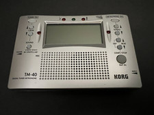 Korg TM-40 Large Display Digital Guitar Tuner  Metronome with Kickstand Silver