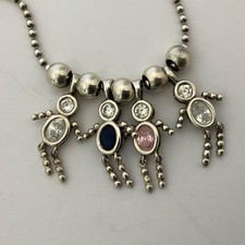 Sterling Silver Children Birthstone 4 Charm Dangle Ball Bead Necklace 20 Italy