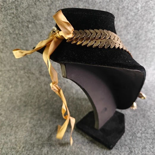 Collar llamativo para mujer mediano dorado/rosa/naranja con cuentas eslabones flecos estilo boho Foto 2 de 2