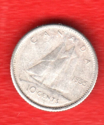 CANADA 10 CENTS 1955 SILVER