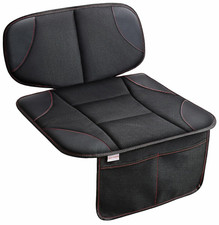 Car Seat Protector for Kids Anti Slip Thick Padding w Storage Pockets - Black