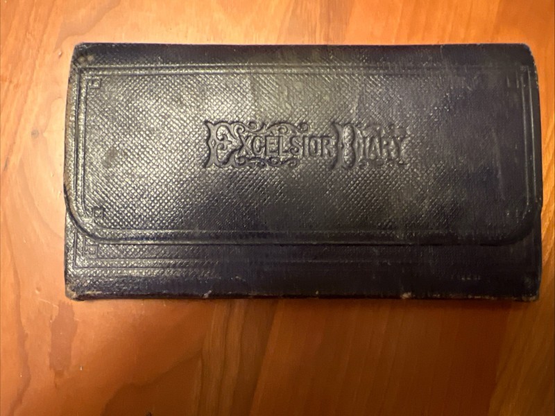 1874 Antique Handwritten Pocket Diary 19th Century Journal w/ Entries Calendar