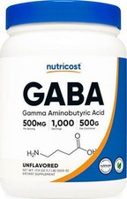 Nutricost Pure GABA 500G Powder Gamma Aminobutyric Acid  500 Grams/1.1 pounds 