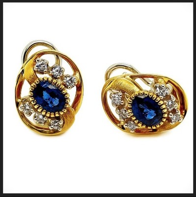 18K 750 Gold  Designer Fabio Giorgio Limone Ohrringe Diamant Saphir 4,36Ct Damen