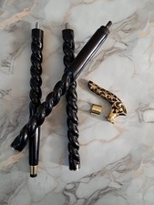 Vintage Style Black Wooden Walking Stick Cane Brass Floral Derby Handle 3 Piece