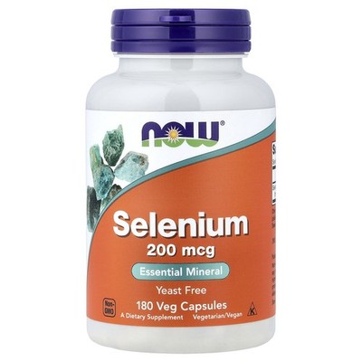 Now Foods Selenium 200 mcg 180 Veggie Caps GMP Quality Assured, Kosher,