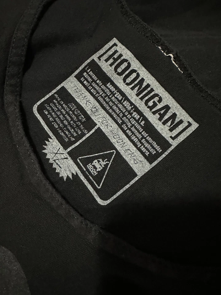 Camiseta sin mangas Throwback Hoonigan Just Ain’t Care para hombre negra sobre negra talla XL Foto 3 de 3