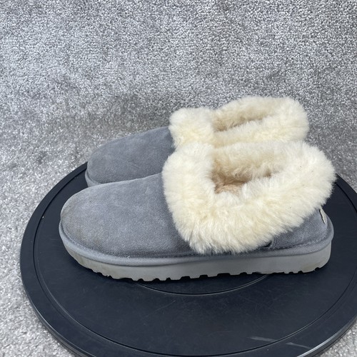 Ugg Slipper Womens Size 8 Nita Gray Suede Sheepskin Collar Round Toe Slip On - Bild 5 von 10